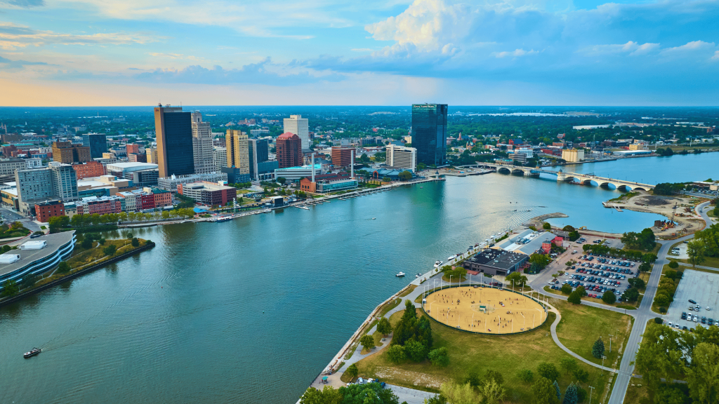 Downtown Toledo skyline reflecting urban revitalization and trends in the OH housing market.